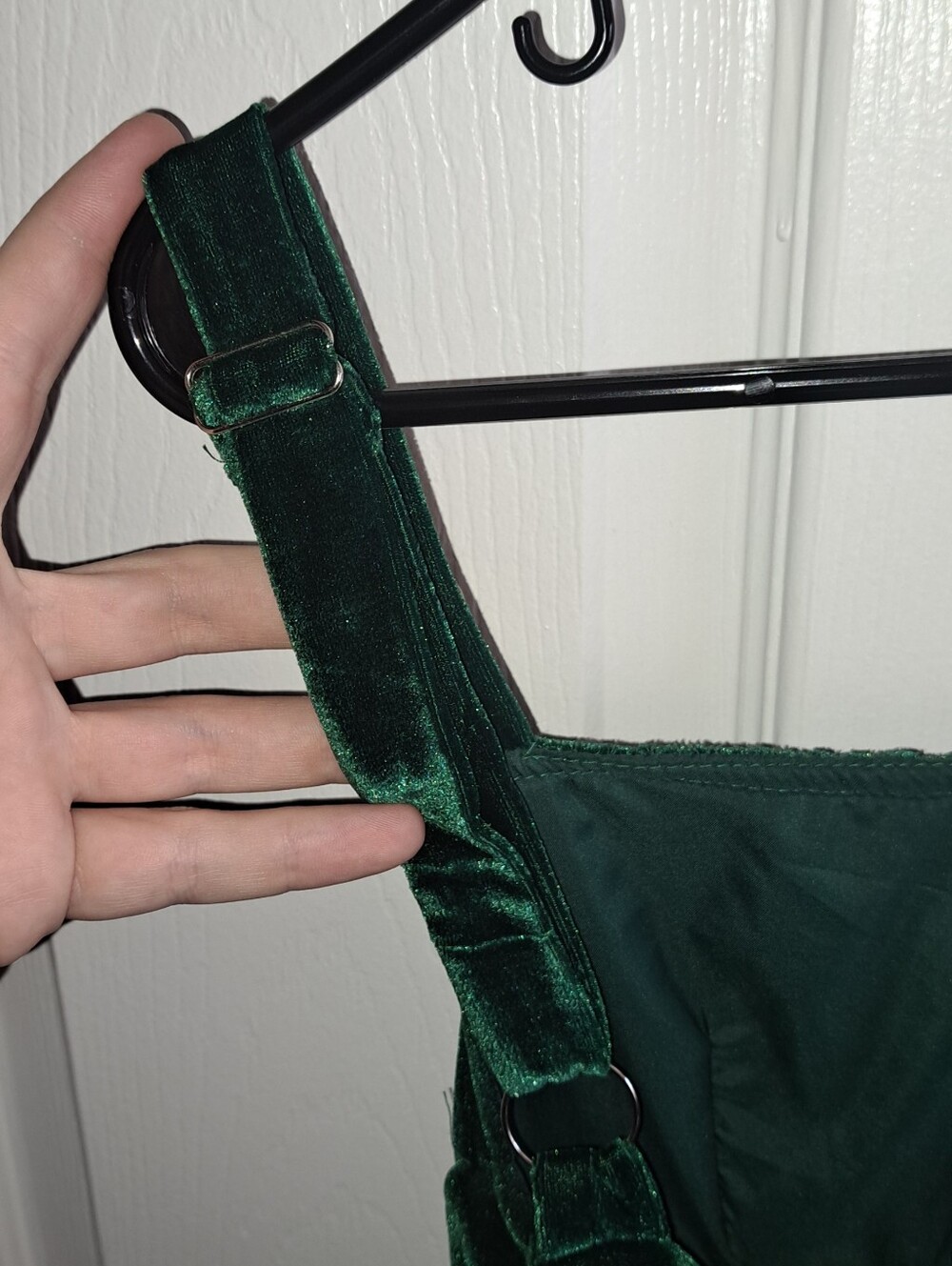 Green Velvet Tiered Maxi Dress, S - Picture 7 of 7